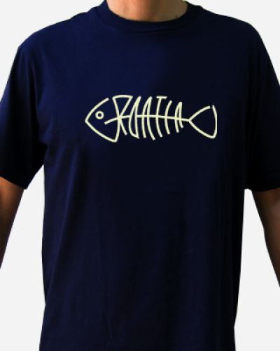 Croatia Fishbone Adult T Shirt Navy Blue
