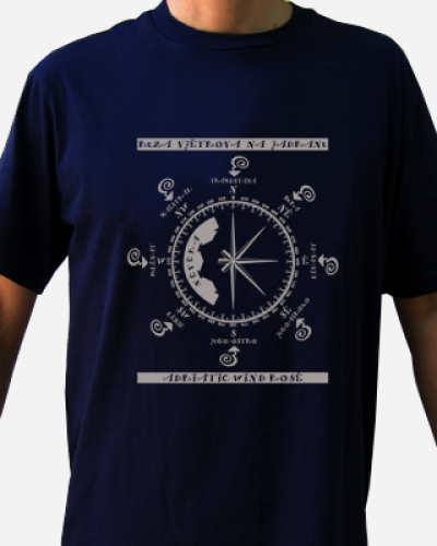 Adriatic Sea Windrose Adult T Shirt Navy