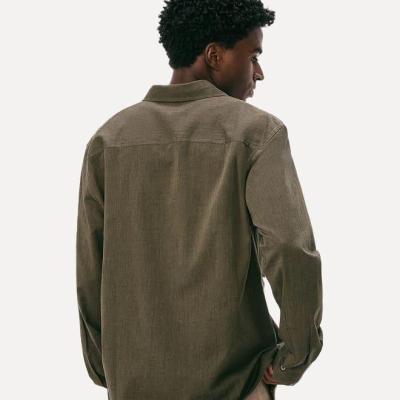 Garment-washed linen overshirt