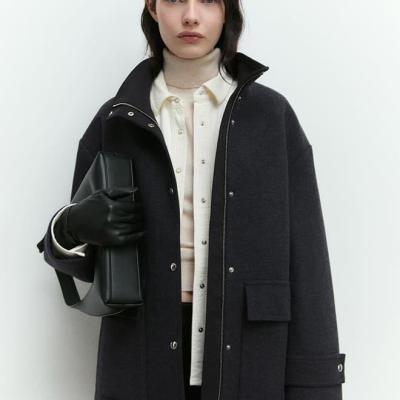 Funnel-neck wool jacket